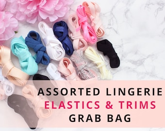 25 YDS of Assorted Lingerie Elastic & Trims Grab Bag - Perfect for sewing lingerie