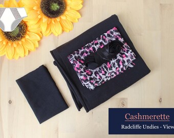 Cashmerette Radcliffe Undies Kit - View B - Black Organic Cotton Jersey + Light Pink/Hot Pink/Black Leopard Print Stretch Lace