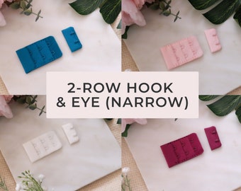 2-Row Bra Hook and Eye (Narrow) - Available in Candy Pink, Off-White, Peacock, and Wine - Perfect for sewing bras and bralettes and lingerie