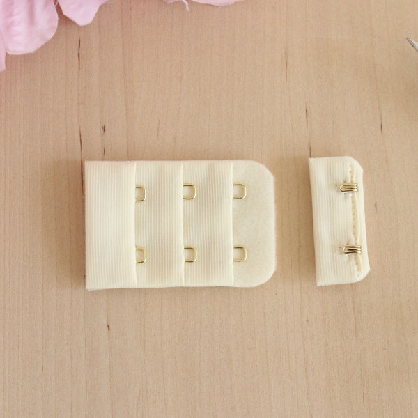 Ivory Hook & Eye 2 Rows 1.5" - Gold Hook and Eyes Hardware - Perfect for Bra Making Lingerie Sewing