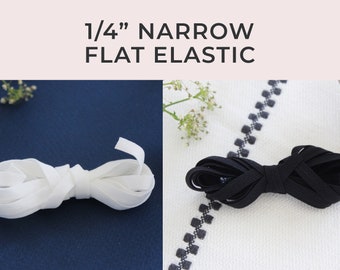 1/4" Narrow Soft Flat Elastic - Available in Black or Off-White - Perfect for Sewing Bralettes, Underwear and More!