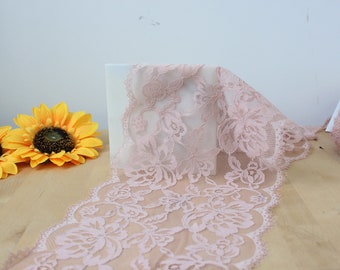 1 YD of 9" Pale Mauve Floral Stretch Lace for Bramaking Lingerie