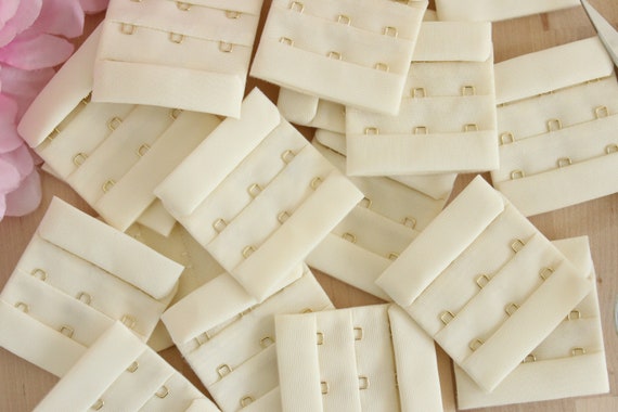 Ivory Hook & Eye 3 Rows 2.25 - Gold Hook and Eyes Hardware - Perfect for  Bra Making Lingerie Sewing