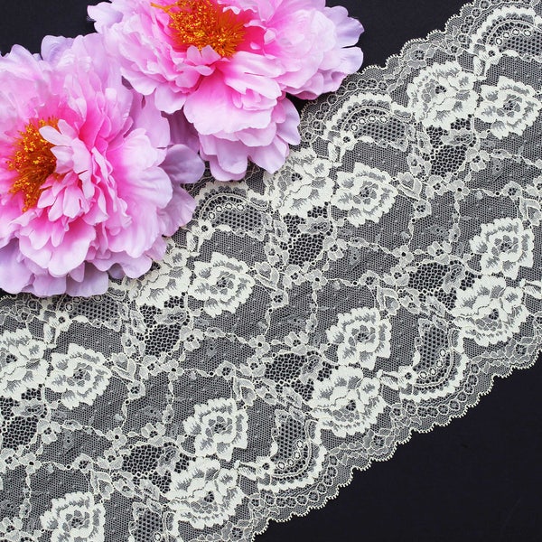 15% OFF! 1 YD Pale Yellow 9.5" Stretch Lace for Bramaking Lingerie