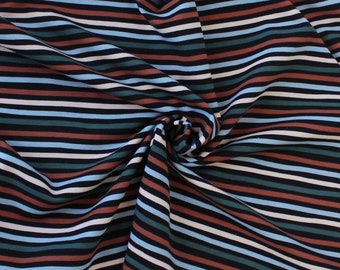1/2 YD Black Multi Stripes Organic Cotton Jersey Spandex