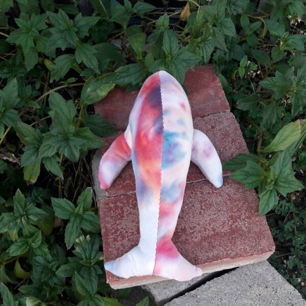 Small Whale doll made from Recycled T-shirt, whale soft sculpture, hand dyed t-shirt whale, soft whale, handmade whale doll, whale