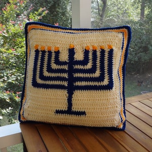 Hanukkah Menorah Pillow Crochet Pattern image 1