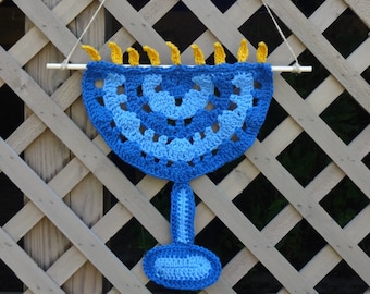 Large Hanukkah Menorah Crochet Pattern