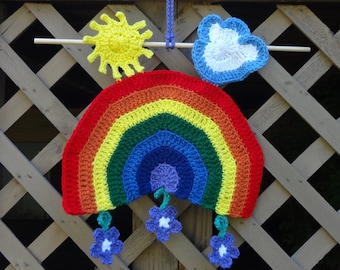 Rainbow Garden Wall Hanging Crochet Pattern