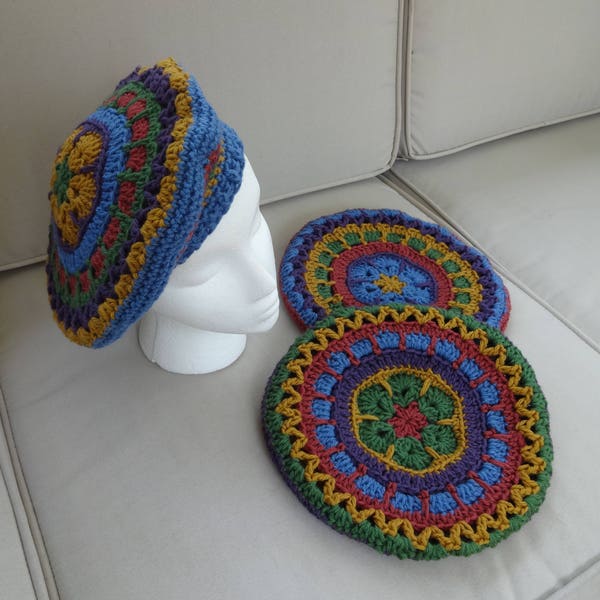 Modèle au crochet de béret mandala crépusculaire