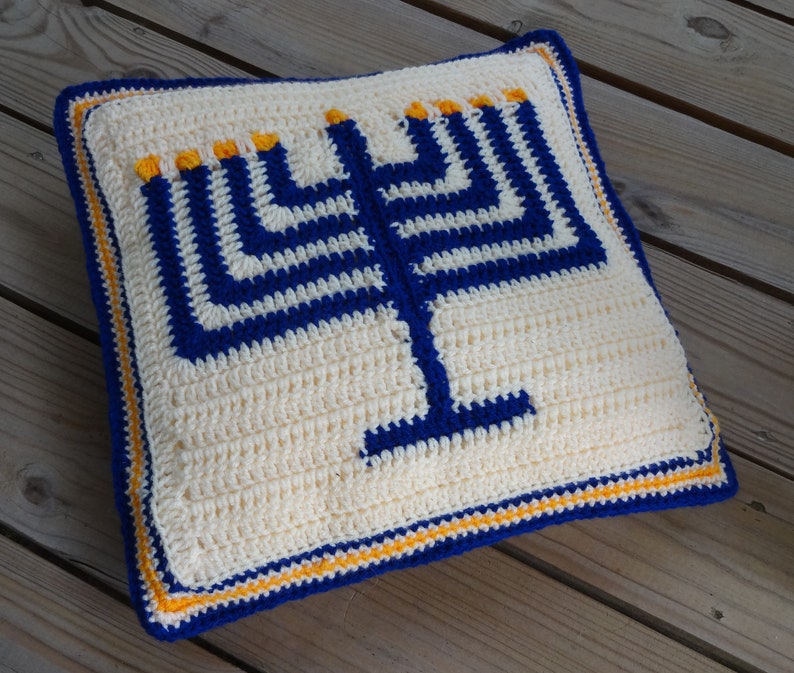 Hanukkah Menorah Pillow Crochet Pattern image 2