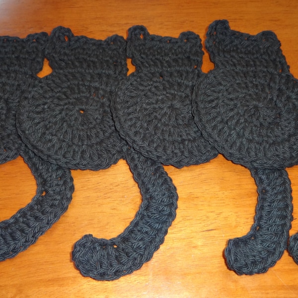Black Cat Coaster Crochet Pattern