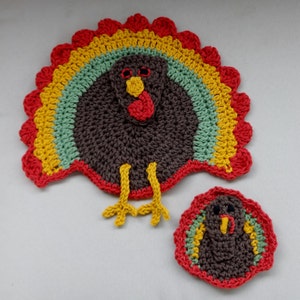 Turkey Crochet Pattern Set - Placemat/Trivet and Magnet/Applique