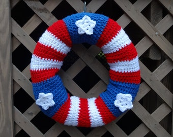 Stars and Stripes Wreath Crochet Pattern