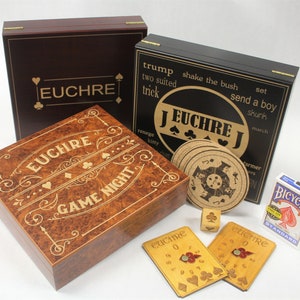 Caja de juego de cartas Euchre personalizable, juego de cartas, noche de juegos, regalo familiar