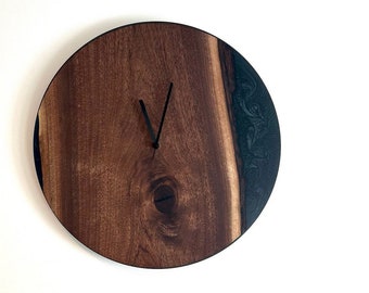 Walnut and Resin Clock | Wood Clock | Wood and Resin Clock | Wood and Epoxy Clock | Walnut Clock | Clock