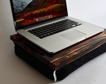 Burned wood | Lap Desk | Laptop Tray | Laptop Stand | TV Tray | Cushioned Tray | Reading desk | Reading tray