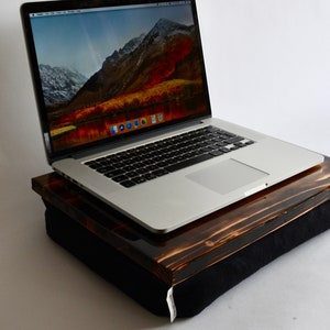 Burned wood Lap Desk Laptop Tray Laptop Stand TV Tray Cushioned Tray Reading desk Reading tray image 1