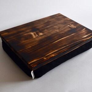 Burned wood Lap Desk Laptop Tray Laptop Stand TV Tray Cushioned Tray Reading desk Reading tray image 2