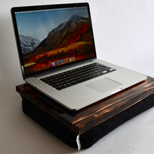 Burned wood Lap Desk Laptop Tray Laptop Stand TV Tray Cushioned Tray Reading desk Reading tray image 5