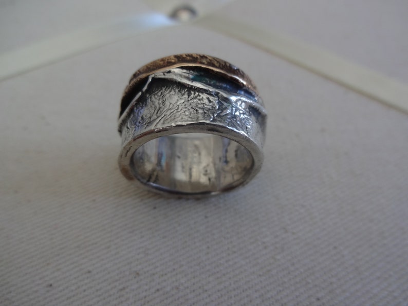 Jonc argent et or jaune 14 mm de Paris France Gr 9 Exp\u00e9dition gratuite au Canada ** Free shipping in Canada**