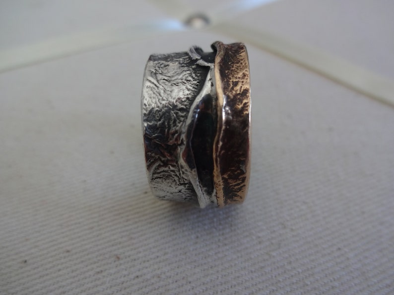 Jonc argent et or jaune 14 mm de Paris France Gr 9 Exp\u00e9dition gratuite au Canada ** Free shipping in Canada**