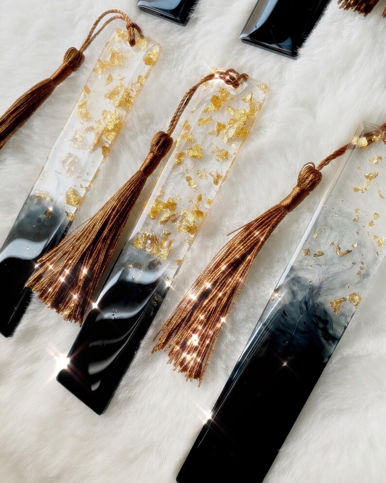 Black and Gold Leaf Resin Bookmark !