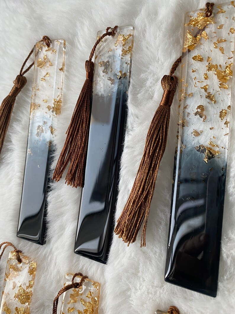 Black and Gold Leaf Resin Bookmark !