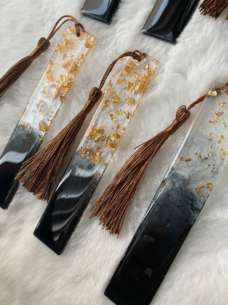 Black and Gold Leaf Resin Bookmark !