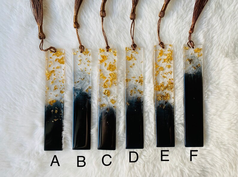 Black and Gold Leaf Resin Bookmark !