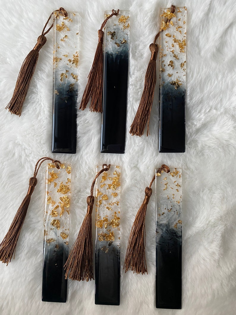 Black and Gold Leaf Resin Bookmark !