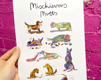 Mischievous Mutts Funny Dog Art Print