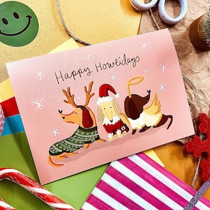 Happy Howlidays, Dackel Karte, Dackel, Dackel, Weihnachtskarte, süsser Dackel, Lustige Weihnachtskarte, Hunde Weihnachtskarte