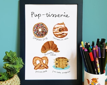 Pup-tisserie Dachshund Print: Sweet Dogs Dessert Art (A4)
