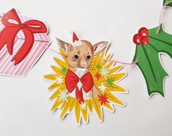 Chihuahua Christmas illustrated Dog Garland