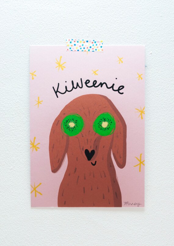 Kiweenie A5 Imprimer Teckel Dackle Chien Saucisse Cadeau Dachshund Teckel Imprimer Teckel Art Drôle De Cadeau Dachsund Decor Weiner