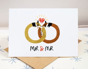 Mr& Mr Wedding Card,Dachshund, Pride,Gay Wedding Card,Card for Gay Wedding,LGBT greeting card,Dachshund Card,Love is Love