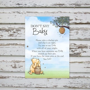 Winnie The Pooh Baby Shower Game, Winnie Pooh Baby Shower, Winnie Pooh Don&#39;t Say Baby Game, Classic Winnie Pooh Baby Shower INSTANT DOWNLOAD