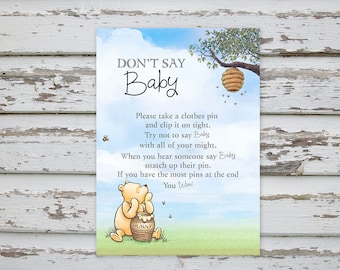 Winnie The Pooh Baby Shower Game, Winnie Pooh Baby Shower, Winnie Pooh Don't Say Baby Game, Classic Winnie Pooh Baby Shower INSTANT DOWNLOAD