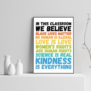 Classroom Decor, Classroom Decorations, Classroom Sign, In this Classroom We Believe, Human Rights Sign, PRINTABLE Classroom Sign