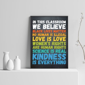 Classroom Decorations, Classroom Decor, Classroom Sign, In this Classroom We Believe, Human Rights Sign, PRINTABLE Classroom Sign