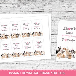 Puppy Party Thank you Tags, Puppy Favor Tags, Printable Thank You Tags, Dog Party Decorations, Puppy Party, Dog Party INSTANT DOWNLOAD