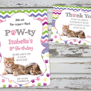 Invitation Anniversaire Chiot Chaton Invitation Party Etsy