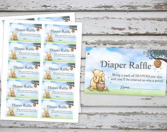 Classic Winnie The Pooh Diaper Raffle, Winnie Pooh Baby Shower, Winnie Pooh Diaper Raffle, Classic Pooh Baby Shower INSTANT DOWNLOAD
