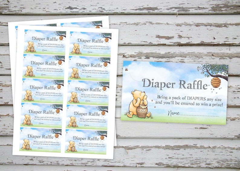 Classic Winnie the Pooh Diaper Raffle Winnie Pooh Baby Etsy