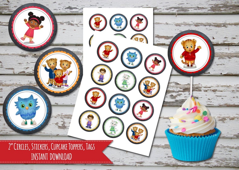 Daniel Tiger Cupcake Toppers Chalkboard Daniel Tiger Birthday Etsy