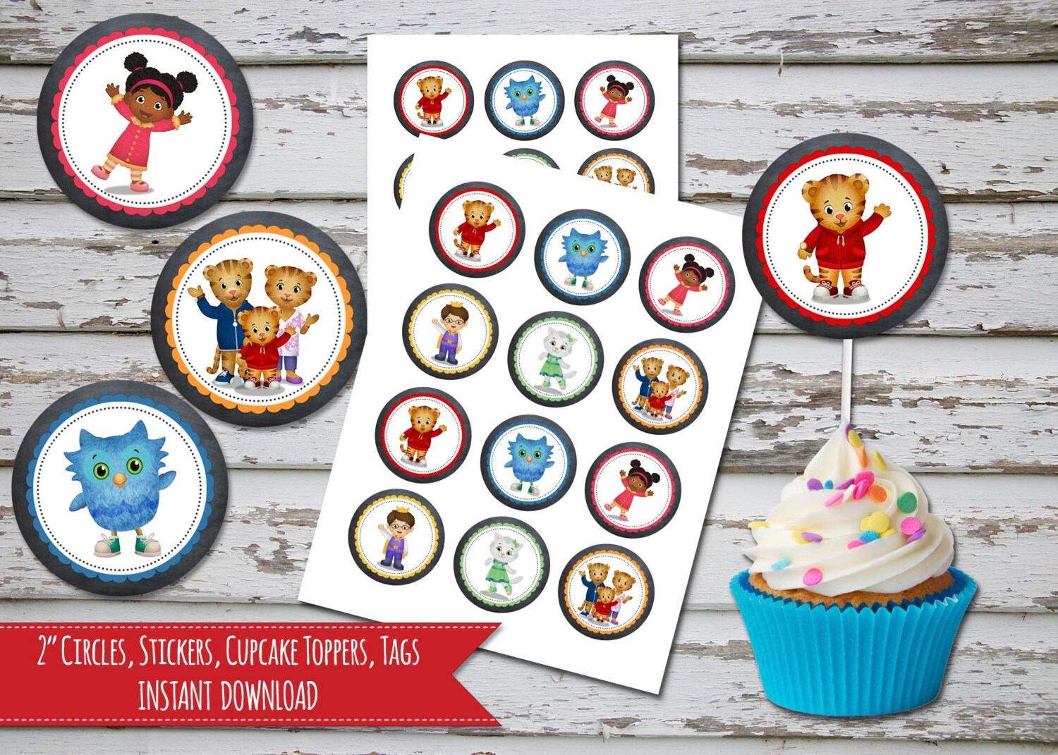 Daniel Tiger Cupcake Toppers Chalkboard Daniel Tiger Birthday | Etsy