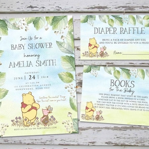 Classic Winnie the Pooh Baby Shower Invitation, Vintage Winnie the Pooh Baby Shower Invite, Pooh Bear Baby Shower