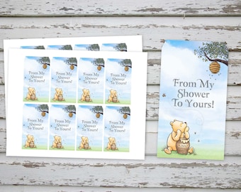 From My Shower To Yours Tags, Winnie The Pooh Tags, Winnie Pooh Favor Tags, Baby Shower Gift Tags, Classic Pooh Baby Shower INSTANT DOWNLOAD