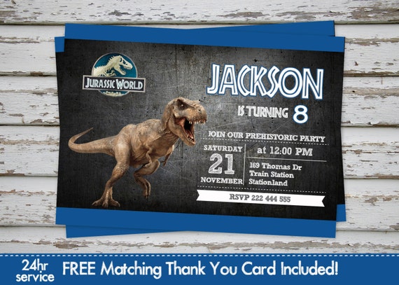 Jurassic world Party, Jurassic world birthday invitation, Dinosaur party, Jurassic birthday, Jurasic world thank you card, Jurassic Park Il_570xn